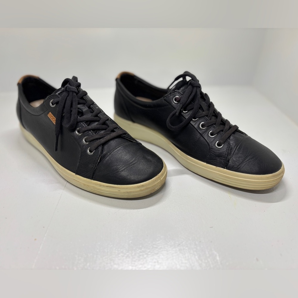 Ecco Soft 7 Black Leather Sneakers Women’s 9 Lace Up Comfort Casual Shoes - Picture 4 of 10